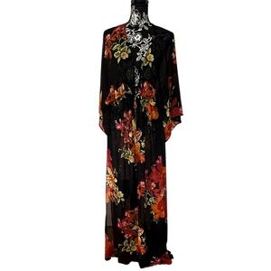 Victoria Secrets size large black and red tropical print maxi cover up